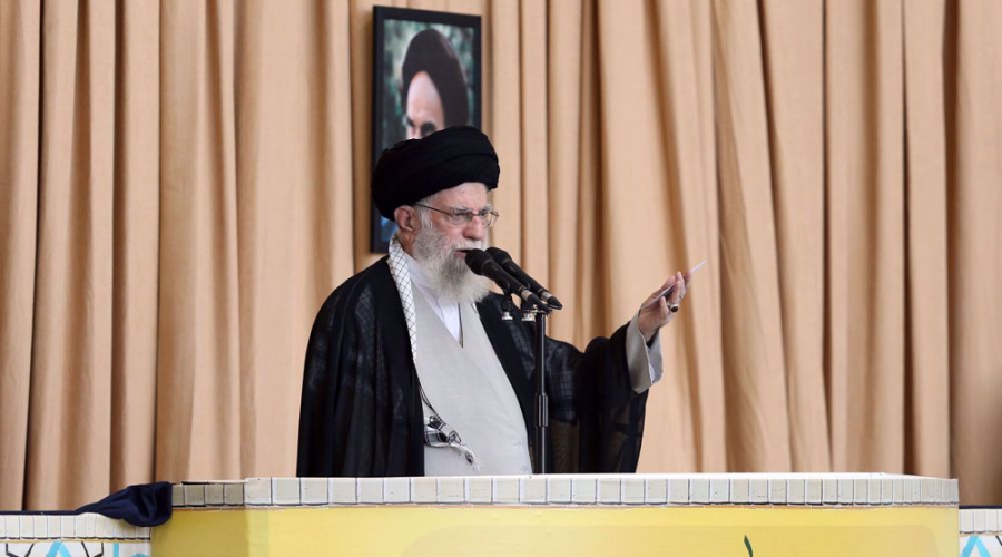 Ayatollah Seyyed Ali Khamenei delivered a public sermon in central Tehran on October 4, 2024.