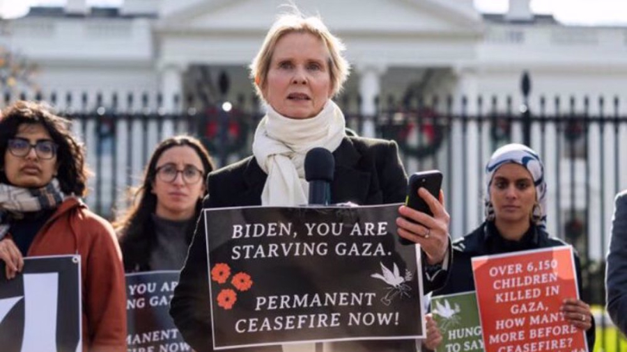 Activists begin hunger strike outside White House demanding permanent ceasefire in Gaza