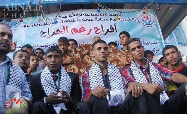 مراسم ازدواج دسته جمعی در مدارس آنروا در غزه