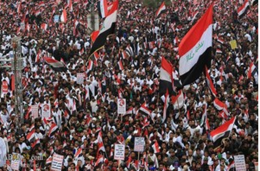 Manifestations de millions d&#039;Irakiens contre le régime terroriste américain