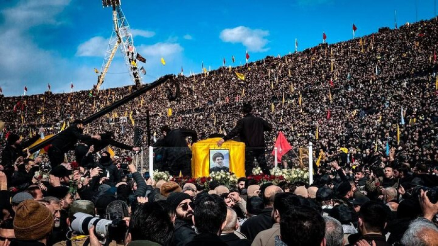 A sea of people converge in Beirut for funeral of martyred Hezbollah leaders