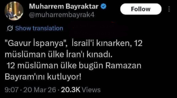 Interesting reaction to the behavior of some Muslim countries