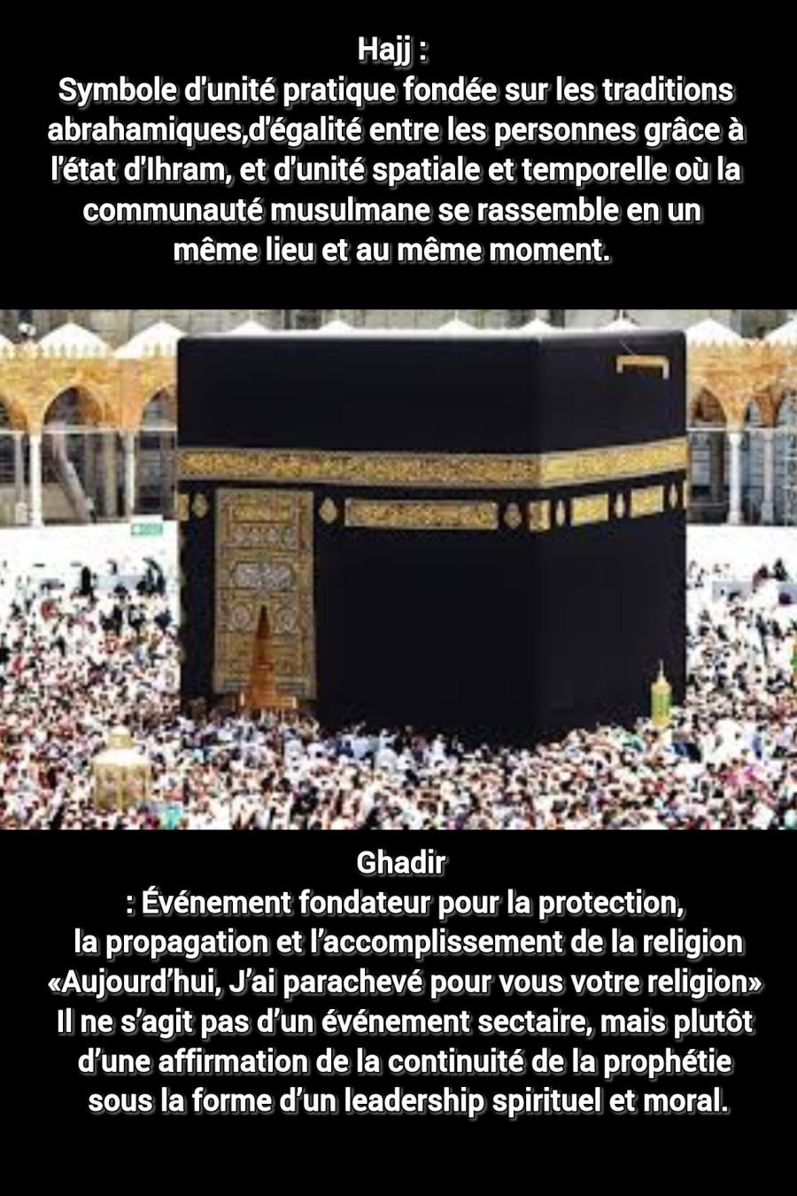 Hajj et Ghadir : La convergence du culte et de la Wilayah dans la construction de la conscience civilisationnelle de la Oumma. (Sharif Embalo Abujafar)