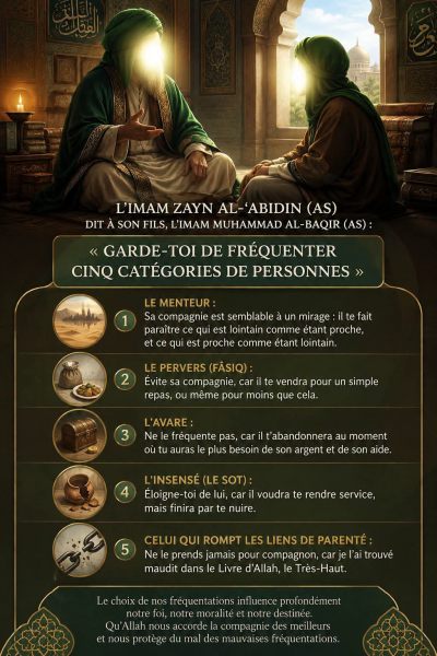 ? Conseil du jour ? L'Imam Zayn al-'Abidin (paix sur lui) dit à son fils, l'Imam Muhammad al-Baqir (paix sur lui)