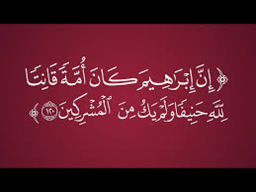 إِنَّ إِبْرَاهِيمَ كَانَ أُمَّةً قَانِتًا لِلّهِ حَنِيفًا وَلَمْ يَكُ مِنَ الْمُشْرِكِينَ